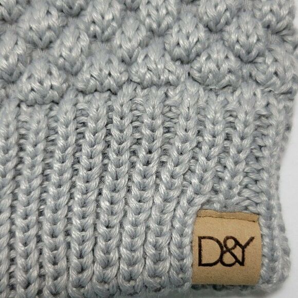 D&Y Beanie Hat Messy Bun Ponytail Beanie Cap Soft Stretch Knit Gray Repreve NWT - Picture 4 of 11